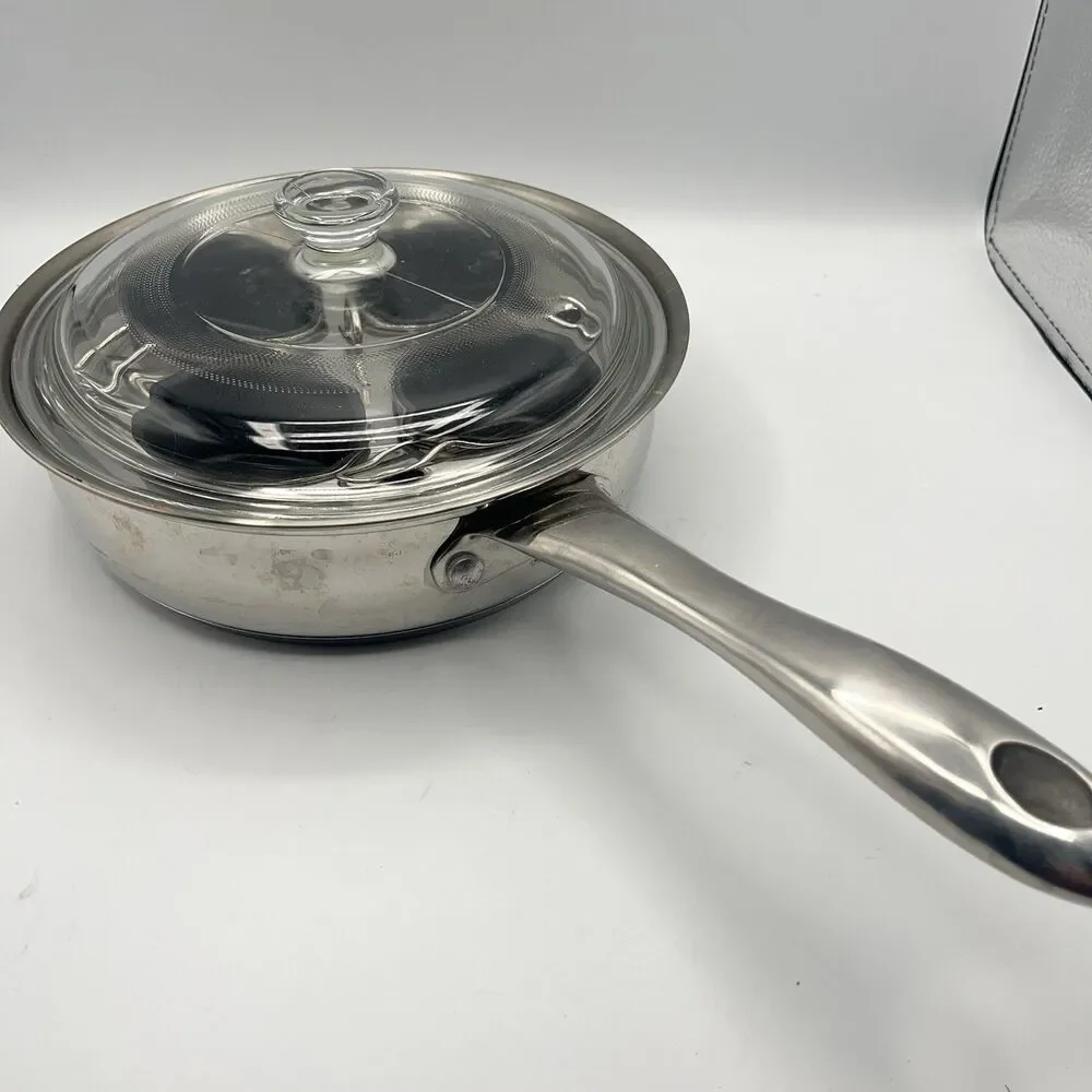 Belgique Tools of the Trade Gourmet With Glass Lid Egg Poacher Frying Pan